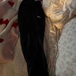 Black Track Pants with White Logo